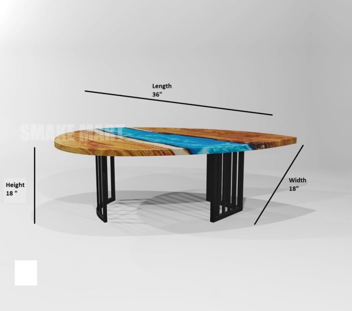 Smake Mart Coffee Table for Living Room Wooden | Resin Wooden Center Table for Living Room | Expoxy Art Teapoy Table for Home Furniture (Natural Finish) - Image 5