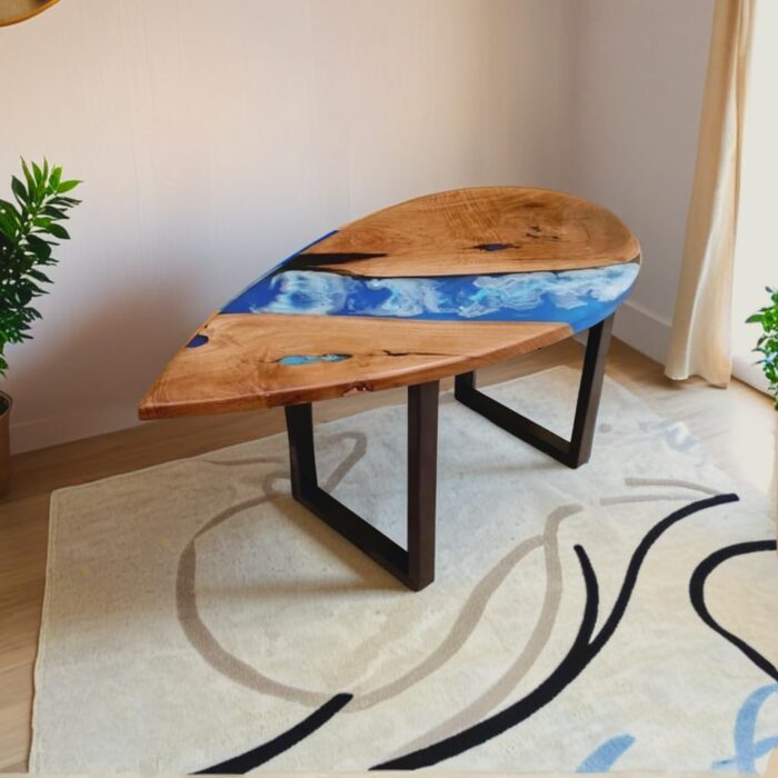 Resin Coffee Table for Living Room | Center Table Wooden Teapoy Expoxy Art Table for Home Furniture - Image 2