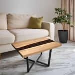 Smake Mart Resin Center Coffee Table for Living Room with Iron Legs | Wooden TeaTable for Home & Office
