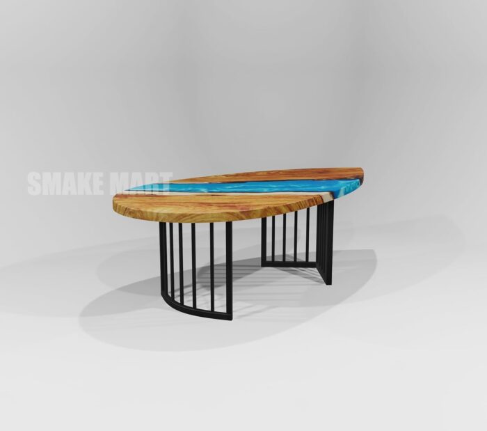 Smake Mart Coffee Table for Living Room Wooden | Resin Wooden Center Table for Living Room | Expoxy Art Teapoy Table for Home Furniture (Natural Finish) - Image 3