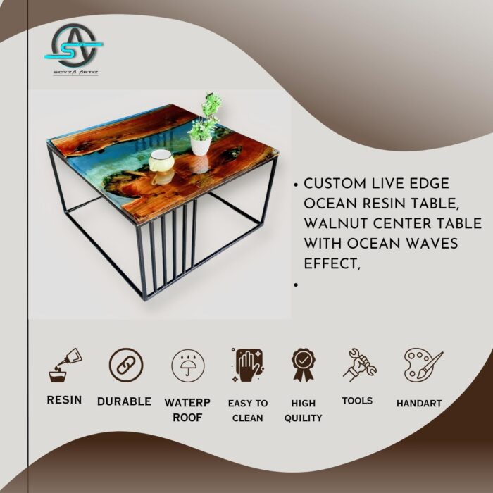 Smake Mart Resin Center Coffee Table for Living Room | Center Tea Table for Home Furniture | Teapoy Table - Image 2