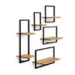 Smake mart Solid Wood Floating Shelves Wall Shelf Wooden Cube Set of 5 - Image 5