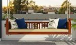 Rask Wood Solid Wood Hammock Swing Sofa for Living Room | Wooden Swing Sofa Patio Jhula for Home Indoor, Garden Outdoor & Balcony | House Swings for Adults (Honey Finish) - Image 2
