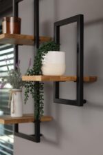 Smake mart Solid Wood Floating Shelves Wall Shelf Wooden Cube Set of 5 - Image 3