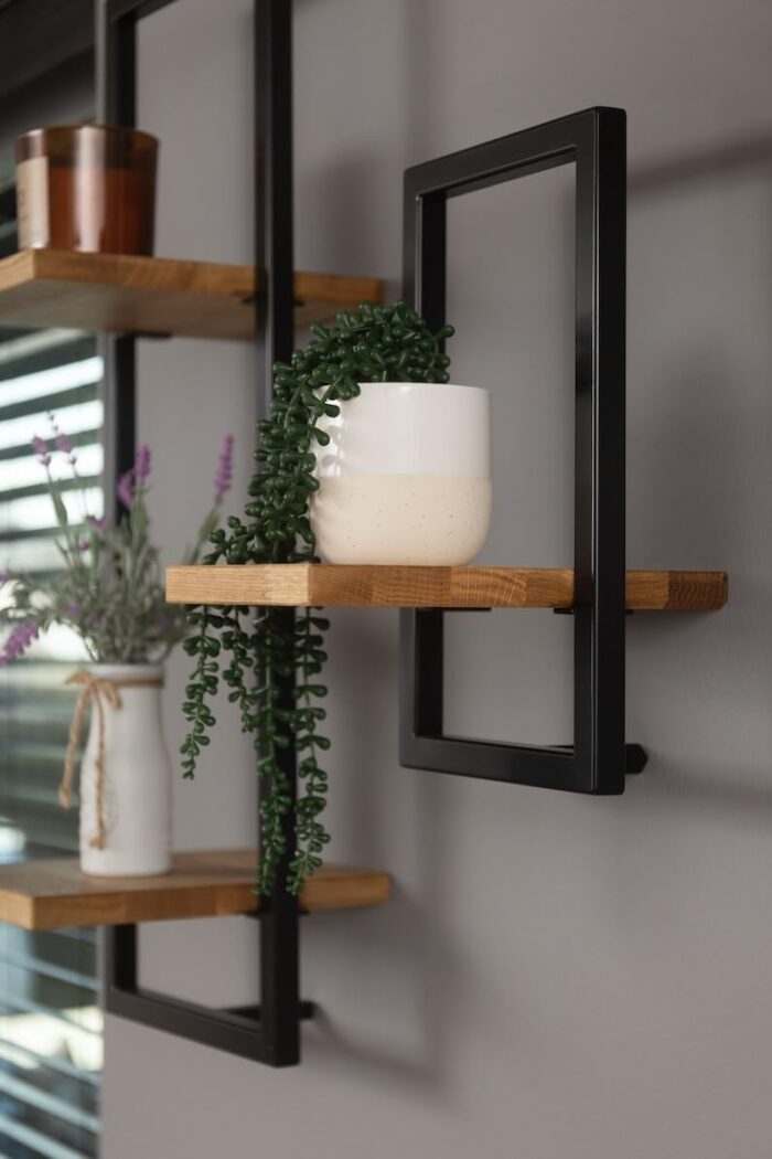 Smake mart Solid Wood Floating Shelves Wall Shelf Wooden Cube Set of 5 - Image 3
