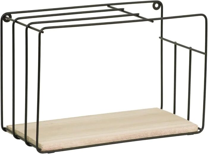 Smake mart Wood and Metal Floating Wall Shelf for Bedroom | Home Decorative Shelf | Wall Shelf for Kitchen Storage (Natural, Black) - Image 5