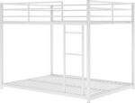 Smake mart Metal Bunk Bed Frame for Kids | 77.1"L x 55.9"W 53.7"H (inch) 2 in 1 Bunk Bed with Safety Guard Rails (White) - Image 5
