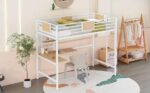 Smake mart Metal Bunk Bed Frame for Kids | Metal Bunk Bed with Ladder for Home (White) - Image 6