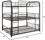 Smake mart Metal Frame Full Triple Bunk Bed for Bedroom, Living Room | Metal Bunk Bed Frame for Kids (Black) - Image 3