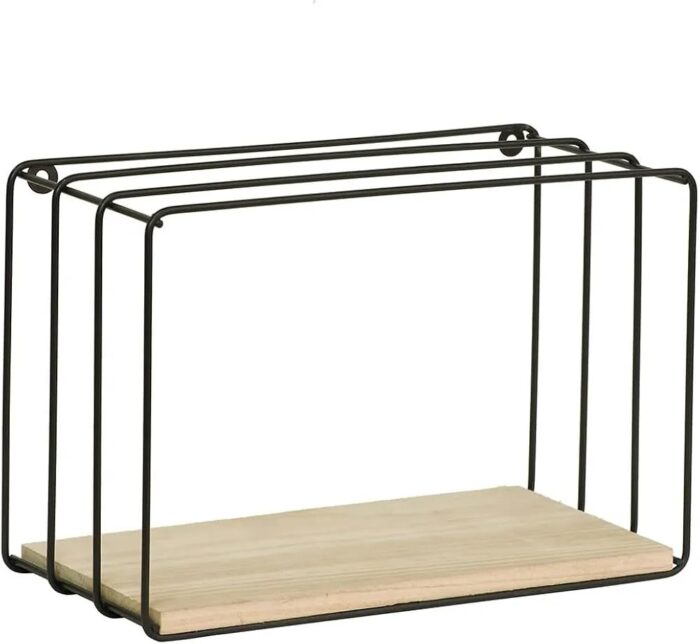 Smake mart Wood and Metal Floating Wall Shelf for Bedroom | Home Decorative Shelf | Wall Shelf for Kitchen Storage (Natural, Black) - Image 2