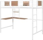 Smake mart Metal Bunk Bed Frame for Kids | Metal Bunk Bed with Ladder for Home (White) - Image 5