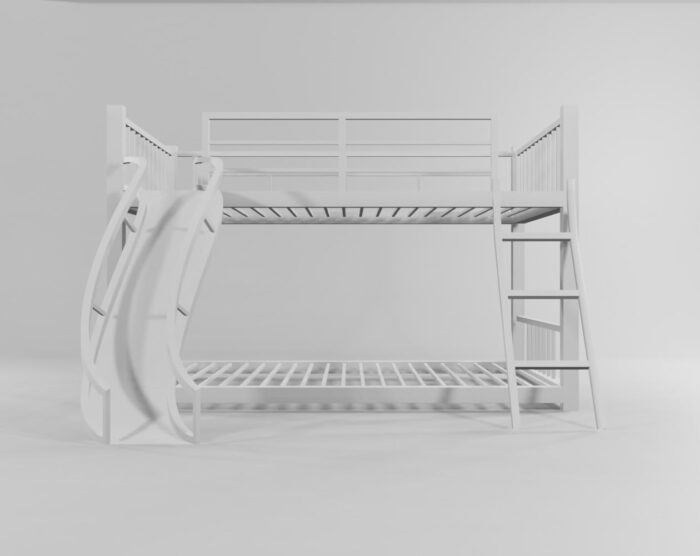 Smake mart Bunk Bed for Kids | Bunk Bed with Slide | Modern Twin Over Twin Bed Frame with Ladder for Kids Bedroom (White Finish) - Image 3