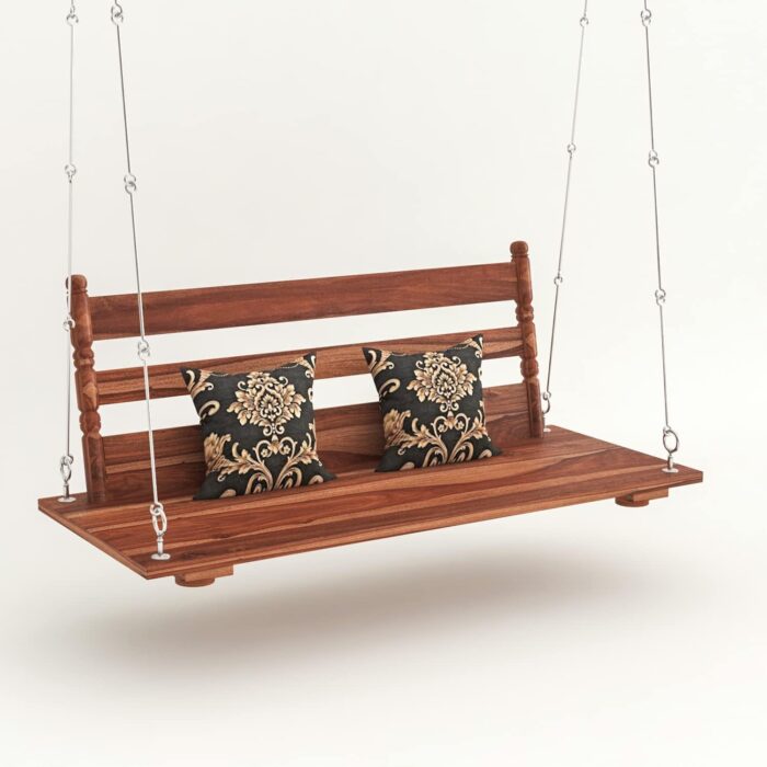 Rask Wood Solid Wood 2 Seater Swing Jhula Spar for Living Room | Wooden Swing Sofa Patio Jhula for Home Indoor, Garden Outdoor & Balcony | House Swings for Adults (Honey Finish) - Image 2