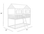 Rask Wood Twin Over Twin Metal Low Bunk Beds with Charming Roof and Fence-Shaped Guardrail for a Safe and Whimsical Sleeping Haven in White - Image 4