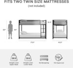 Smake mart Metal Bunk Bed Frame for Kids | Metal Bunk Bed with Ladder for Bedroom Living Room Home (Black) - Image 7