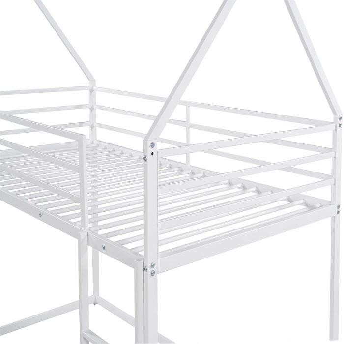 Smake mart Metal Bunk Bed Frame for Kids | Twin Over Twin Metal Bunk Beds for Adults (White) - Image 4