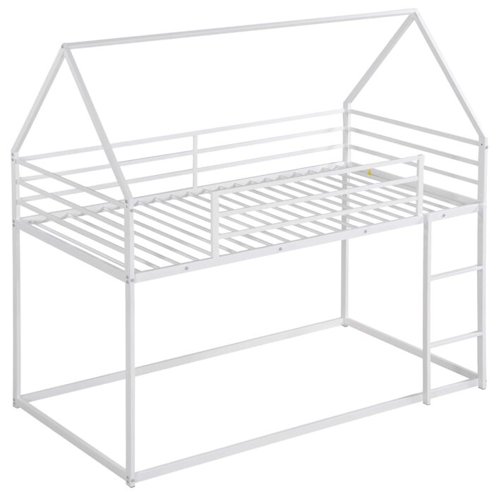 Smake mart Metal Bunk Bed Frame for Kids | Twin Over Twin Metal Bunk Beds for Adults (White) - Image 6