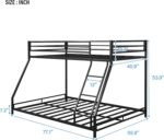 Smake mart Metal Bunk Bed Frame for Kids | Metal Twin Over Full Floor Bunk Bed with Inclined Ladder for Bedroom Home (Black) - Image 3