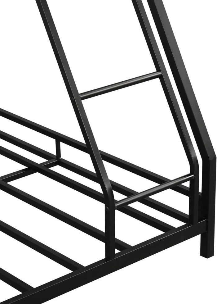 Smake mart Metal Bunk Bed Frame for Kids | Metal Twin Over Full Floor Bunk Bed with Inclined Ladder for Bedroom Home (Black) - Image 5