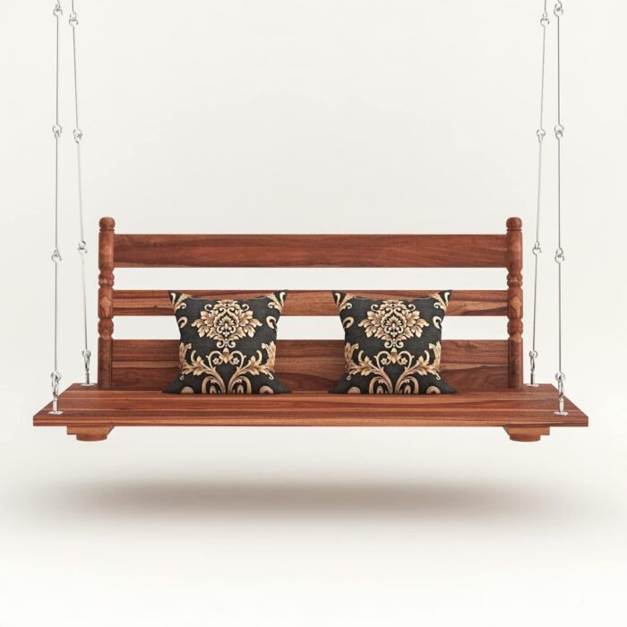 Rask Wood Solid Wood 2 Seater Swing Jhula Spar for Living Room | Wooden Swing Sofa Patio Jhula for Home Indoor, Garden Outdoor & Balcony | House Swings for Adults (Honey Finish) - Image 4