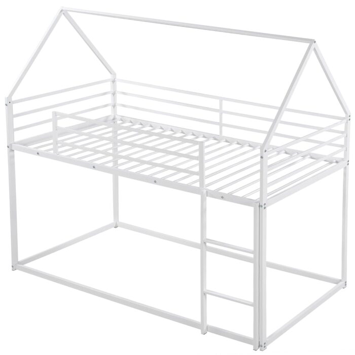 Smake mart Metal Bunk Bed Frame for Kids | Twin Over Twin Metal Bunk Beds for Adults (White) - Image 5