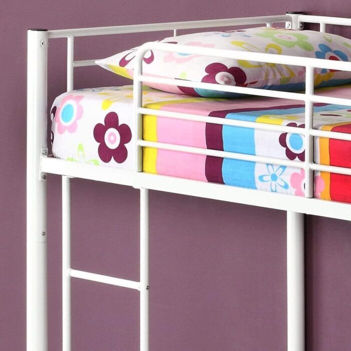 Smake mart Metal Bunk Bed Frame for Kids | Metal Twin Over Full Floor Bunk Bed for Home (White) - Image 4