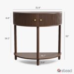 Rask Wood Sheesham Half-Round Wooden Console Table for Living Room | Wooden Entrance Half-Round Side Table for Home | Entryway Table (Walnut Finish) - Image 6