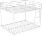 Smake mart Metal Bunk Bed Frame for Kids | 77.1"L x 55.9"W 53.7"H (inch) 2 in 1 Bunk Bed with Safety Guard Rails (White) - Image 4
