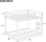 Smake mart Metal Bunk Bed Frame for Kids | 77.1"L x 55.9"W 53.7"H (inch) 2 in 1 Bunk Bed with Safety Guard Rails (White) - Image 7