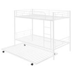 Smake mart Metal Bunk Bed with Trundle, Twin Over Twin Bunk Beds Frame with Ladders Heavy Duty bunkbed for Junior/Adults, Safety Full-Length Guardrail Easy to Climb (White) - Image 4