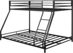 Smake mart Metal Bunk Bed Frame for Kids | Metal Twin Over Full Floor Bunk Bed with Inclined Ladder for Bedroom Home (Black) - Image 4