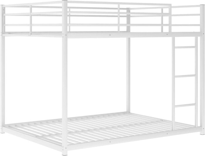 Smake mart Metal Bunk Bed Frame for Kids | 77.1"L x 55.9"W 53.7"H (inch) 2 in 1 Bunk Bed with Safety Guard Rails (White) - Image 6