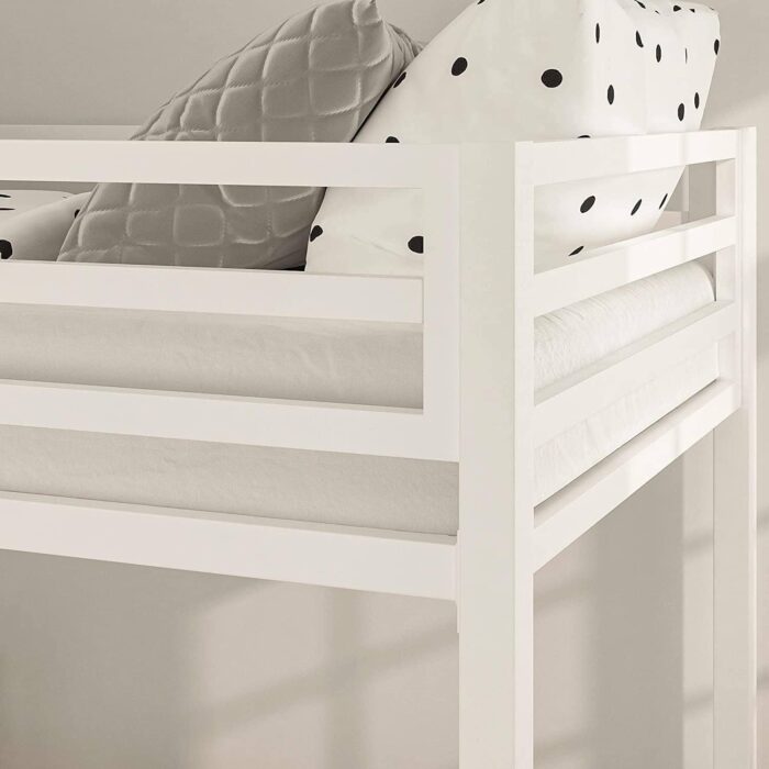 Smake mart Metal Bunk Bed Frame for Kids | Twin Over Twin Metal Bunk Beds for Home (White) - Image 4
