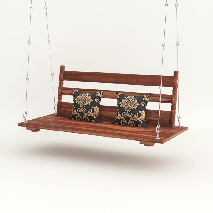 Rask Wood Solid Wood 2 Seater Swing Jhula Spar for Living Room | Wooden Swing Sofa Patio Jhula for Home Indoor, Garden Outdoor & Balcony | House Swings for Adults (Honey Finish) - Image 5