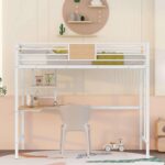 Smake mart Metal Bunk Bed Frame for Kids | Metal Bunk Bed with Ladder for Home (White) - Image 8