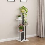 Smake Mart 4 Tier Bamboo Flower Pot Stand Rack Indoor Outdoor Plant Shelf for Patio Garden Corner Balcony