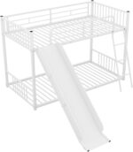 Smake mart Metal Bunk Bed Frame for Kids | Twin Over Twin Metal Bunk Bed with Slide for Bedroom Living Room Home (White) - Image 3