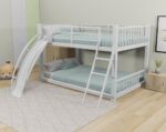 Smake mart Bunk Bed for Kids | Bunk Bed with Slide | Modern Twin Over Twin Bed Frame with Ladder for Kids Bedroom (White Finish)