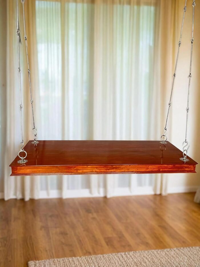 Rask Wood Wooden Indoor Hanging Swing for Living Room Patio Jhula for Home Garden Outdoor & Balcony (Mahogany Finish) - Image 2