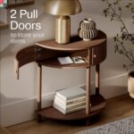 Rask Wood Sheesham Half-Round Wooden Console Table for Living Room | Wooden Entrance Half-Round Side Table for Home | Entryway Table (Walnut Finish) - Image 2
