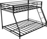 Smake mart Metal Bunk Bed Frame for Kids | Metal Twin Over Full Floor Bunk Bed with Inclined Ladder for Bedroom Home (Black) - Image 2