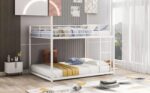 Smake mart Metal Bunk Bed Frame for Kids | 77.1"L x 55.9"W 53.7"H (inch) 2 in 1 Bunk Bed with Safety Guard Rails (White) - Image 3
