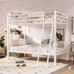Smake mart Metal Bunk Bed Frame for Kids | Twin Over Twin Metal Bunk Beds for Home (White)