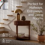 Rask Wood Sheesham Half-Round Wooden Console Table for Living Room | Wooden Entrance Half-Round Side Table for Home | Entryway Table (Walnut Finish) - Image 4