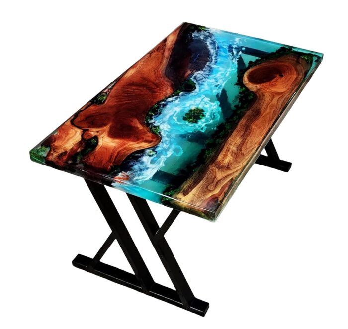 Smake Mart Resin Epoxy Center Coffee Table for Living Room | Side Table for Small Spaces, Resin Art Top Size- Diameter 36 x 20 inch, Height 20 inch - Image 2