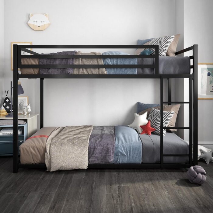 Smake mart Metal Bunk Bed Frame for Kids | Metal Bunk Bed with Ladder for Bedroom Living Room Home (Black) - Image 2