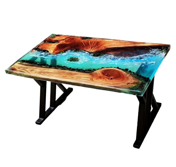 Smake Mart Resin Epoxy Center Coffee Table for Living Room | Side Table for Small Spaces, Resin Art Top Size- Diameter 36 x 20 inch, Height 20 inch - Image 3