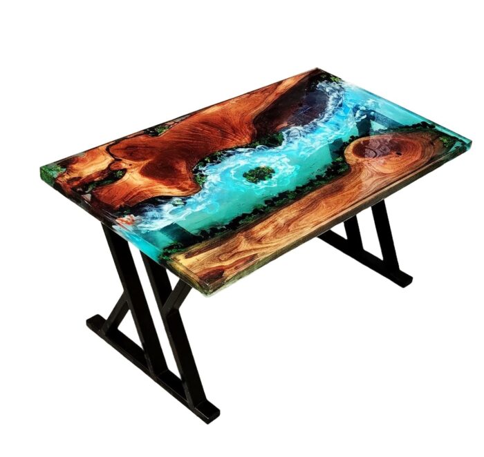 Smake Mart Resin Epoxy Center Coffee Table for Living Room | Side Table for Small Spaces, Resin Art Top Size- Diameter 36 x 20 inch, Height 20 inch - Image 1
