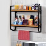 Smake mart Wooden Wall Shelf for Living Room | Solid Wood Rack with Hanging Rod for Living Room (Natural Finish)