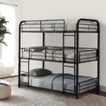 Smake mart Metal Frame Full Triple Bunk Bed for Bedroom, Living Room | Metal Bunk Bed Frame for Kids (Black)
